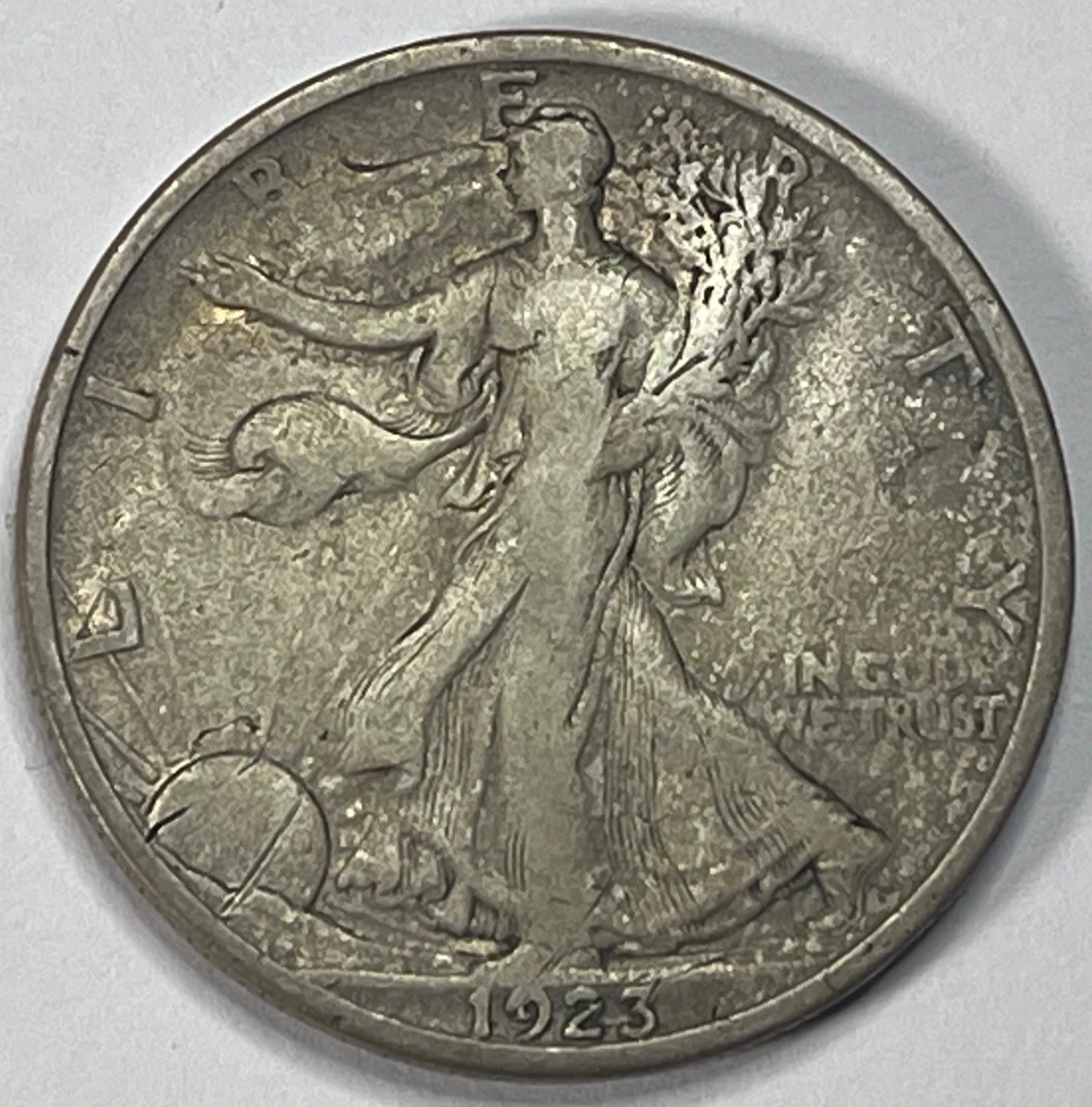 1923-S Walking Liberty Half Dollar die crack error — raised line across eagle's wing on reverse