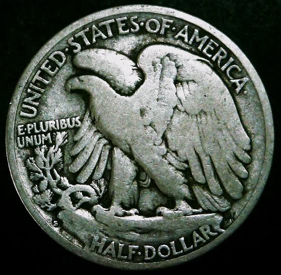 1923-S Walking Liberty Half Dollar Doubled Die Obverse — close-up of IN GOD WE TRUST showing minor hub doubling